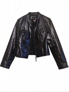 Zara Trafaluc Black Real Leather Biker Jacket (size L but would be Best For M)